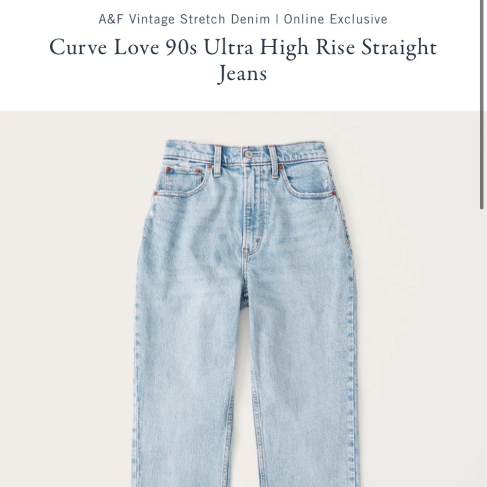 Abercrombie & Fitch Curve Love 90s Ultra High Rise Straight Jean Light Wash